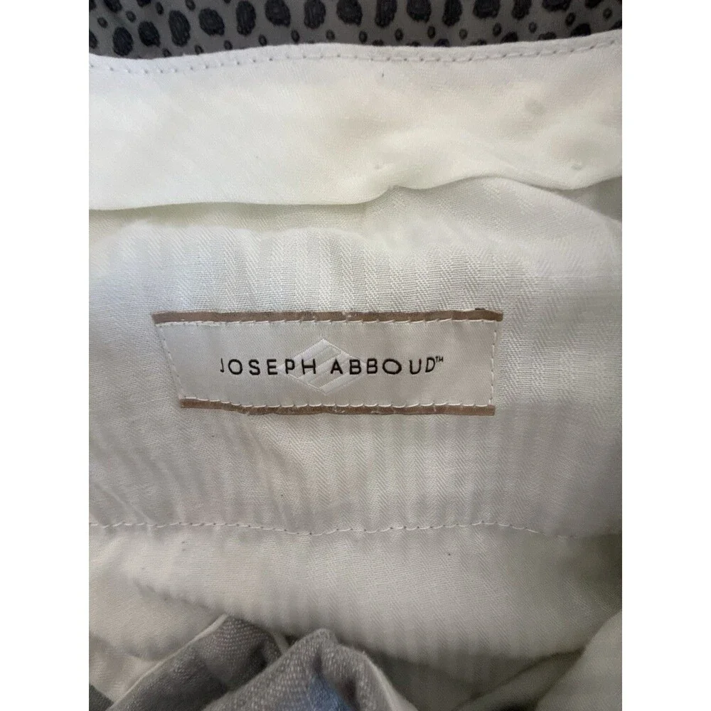 Joseph Abboud 100% Linen Gray Pants Tapered Ruched Ankle Quiet Luxury